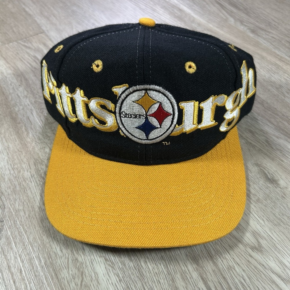 VTG Pittsburgh Steelers Snapback Hat NFL Football Logo 7 Black Yellow Wool Cap